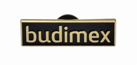 Metalowe przypinki z logo budimex