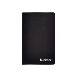 Black A5 notebook with Budimex logo