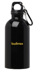 Butelka na wodę, 400ml z karabińczykiem CZARNA - Butelka na wodę, 400ml z karabińczykiem CZARNA