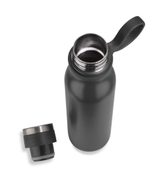 Butelka termiczna 480 ml (16224-02) - Kolor - czarny. Materiał -     metal, tworzywo, silikon. Wymiary -     ⌀ 65 x 265 mm  
Produkt bezpieczny. Nie zawiera aluminium.